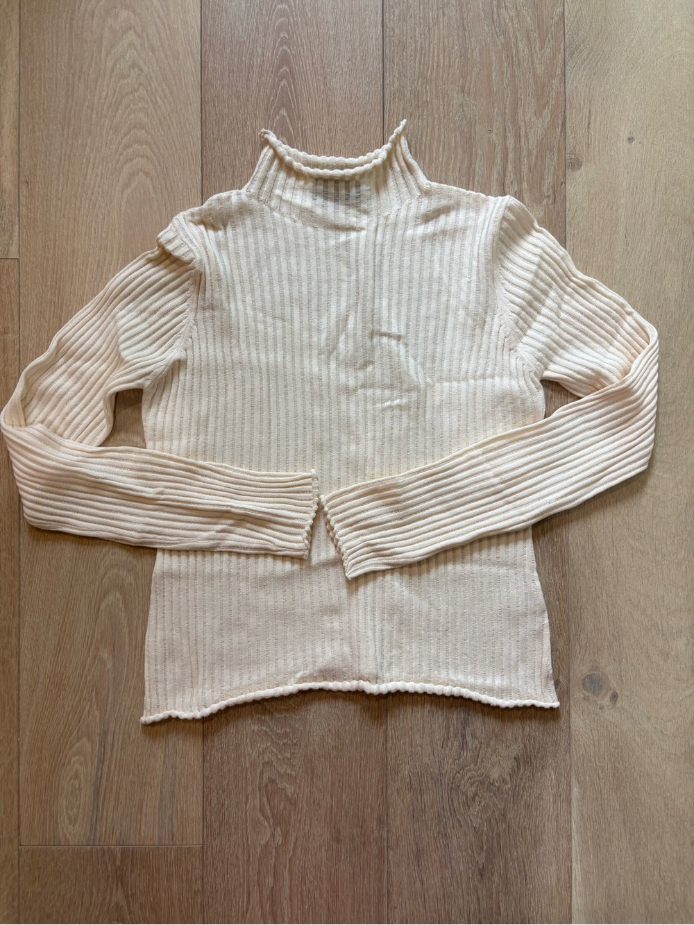 Vici Cream Ribbed Mock Neck Top